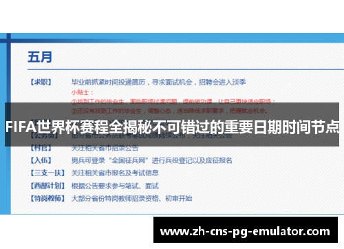 FIFA世界杯赛程全揭秘不可错过的重要日期时间节点