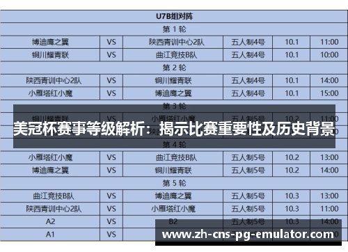 美冠杯赛事等级解析：揭示比赛重要性及历史背景